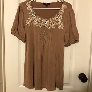 SV brown blouse with embellishments, size Xlarge